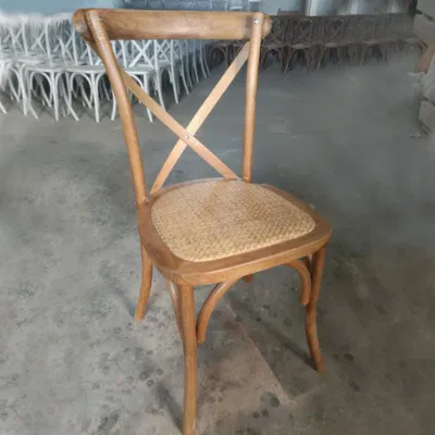 Sedia a noleggio per eventi Sillas Rattan con schienale a croce in legno