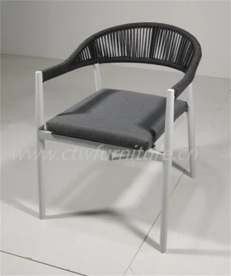  Sedia da giardino in alluminio patio Mobili esterni Rope Wicker Rattan da pranzo Sedia
