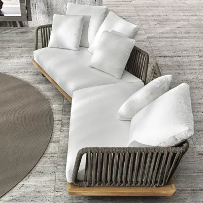 Arredamento personalizzato per il giardino dell&prime;hotel, patio, set di arredi per il tempo libero, angolo cinese in teak Divano modulare per esterni