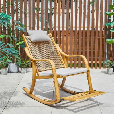  Mobili da Giardino alluminio Rattan sedia dondolo tutte le condizioni meteorologiche / patio esterno Sedia basculante con poggiapiedi
