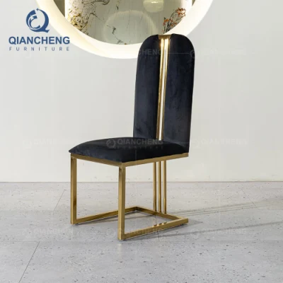  ODM Golden acciaio inox Black tessuto Velvet cena tavolo da pranzo Sedia