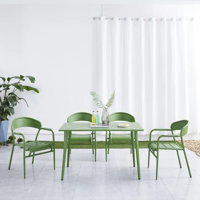  Hotel moderno Giardino Mobili esterni patio alluminio metallo tavolo da pranzo Set di sedie