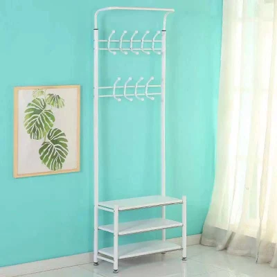  Rack per scarpe in acciaio metallico 3 Tier con appendiabiti