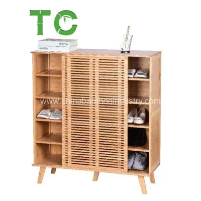 Armadietto di stoccaggio per calzature in bambù di alta qualità, organizer di stoccaggio per rack con pattini indipendenti