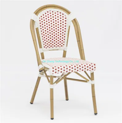 Fabbrica Commercio all&prime;ingrosso esterno Mobili patio Bianco e Blu Rattan Wicker Sedie di plastica francese Bistro Sedie