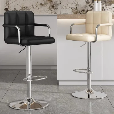  Nordic Kitchen Leather PU sagomato Back Bar Stool Cafe High Sedie da Bar