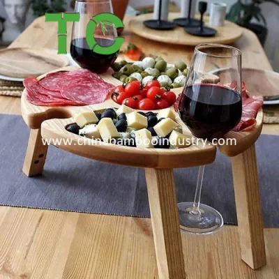 Tavolo per picnic pieghevole all&prime;aperto con porta vetro, tavolo da vino 2 in 1, tavolo da picnic portatile piccola spiaggia da campeggio