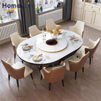  Tavolo da pranzo e sedie con cornice in acciaio inox tavolo da pranzo di lusso Set moderno in marmo sala da pranzo tavolo soggiorno