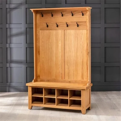  Personalizzazione della Bespoke Cinese grandi vestiti di legno di quercia solida naturale Rack per esposizione con più pattini, cabinet di conservazione aperto in Hallyway Mobili per ingresso