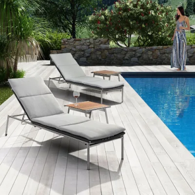 Mobili per esterni in alluminio Giardino a lato piscina sdraio sedia da letto con Ruote