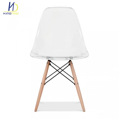  Sillas Comedor Modern Poltrona in plastica trasparente gambe in legno Sedie da pranzo In vendita