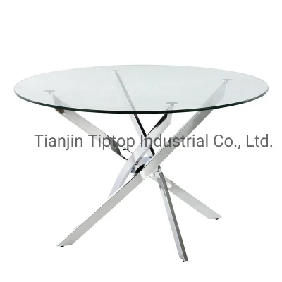 Elegante tavolo da pranzo con piano in vetro con 6 posti gratuiti Sedie