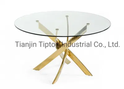 Elegante tavolo da pranzo con piano in vetro con 6 posti gratuiti Sedie
