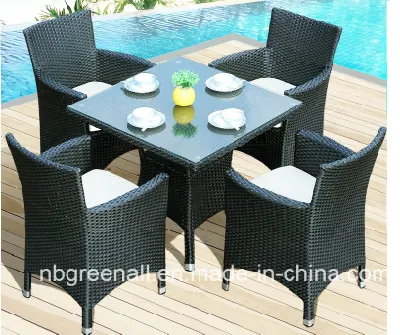  4 persone patio Wicker tavolo sedia Rattan Outdoor Dining Mobili Set da giardino