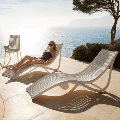  Mobili in alluminio bianco Spiaggia lettini a bordo piscina Giardino all&prime;aperto patio Chaise Sala