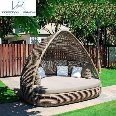  Villa in alluminio patio cortile Rattan esterno vimini Giardino Chaise Lounge