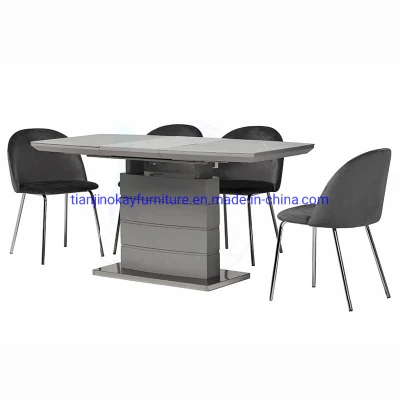  Fornitura in fabbrica MDF Ceramic Glaze Glass Top Extension tavolo da pranzo Sedie da pranzo Set