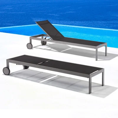 Mobili per esterni in alluminio Giardino a lato piscina sdraio sedia da letto con Ruote