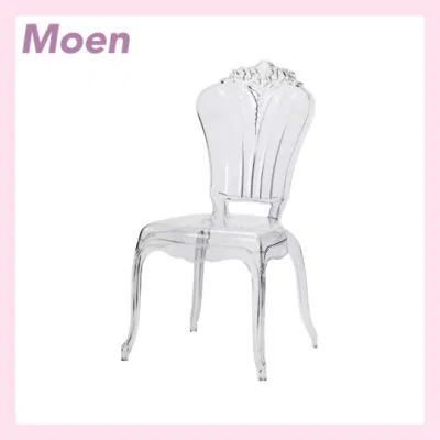  Ingrosso Victorian Banquet Crystal Plastic Rental trasparente Ghost acrilico trasparente Sedia