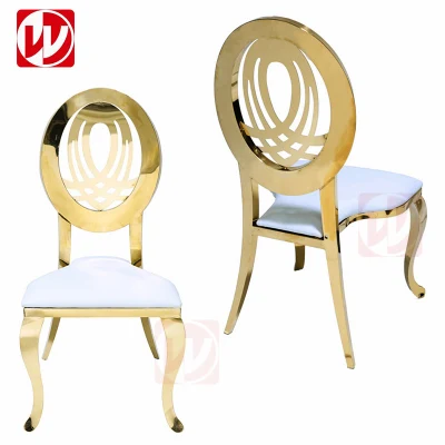  Sala banchetti all&prime;ingrosso in acciaio inossidabile per sedie da pranzo all&prime;ingrosso Stacking Gold Sedie