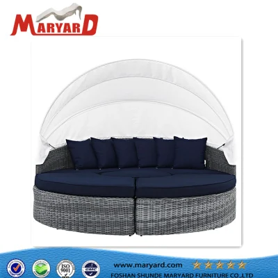 Outdoor Beach Wicker, letto rotondo, Rattan Chaise Sun Lounge