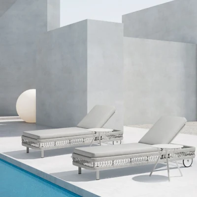 Mobili per esterni in alluminio Giardino a lato piscina sdraio sedia da letto con Ruote