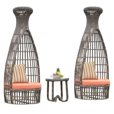  Mobili esterni piscina circolare divano letto patio Rattan resina vimini Divano lounge circolare con divano letto, poltrona
