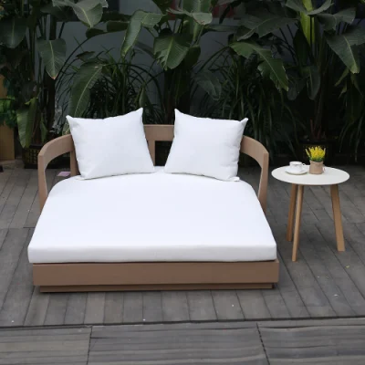  2 persone lettino Mare Teck Chaise Lounger legno Double Sun Lettino per la spiaggia