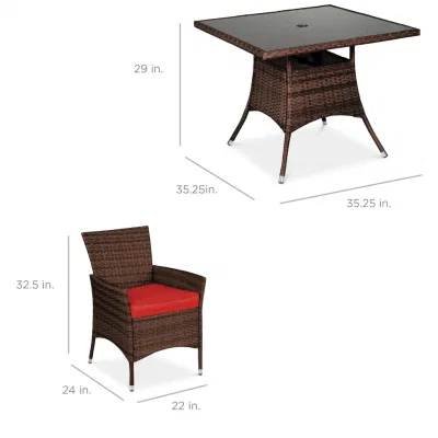 Arredamento in tessuto di Rattan esterno tavolo da pranzo in vimini Set Sedie Giardino Set di mobili da patio
