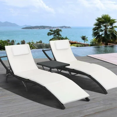  Poltrone da Giardino in rattan reclinabili Sedie da salotto all&prime;aperto con cuscino