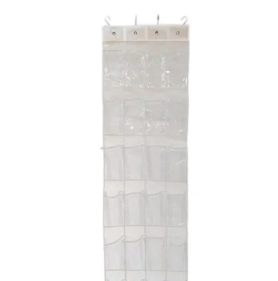  24 tasche semplici per la casa Crystal Clear Grey (64&prime;&prime; X 19&prime;&prime;) Organizzatore per scarpe con aggancio sopra la porta