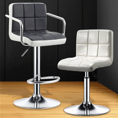  Commerciale usato Design pelle Chequered Bar Chair Modern Cafe High Sedie Bar Sgabelli Bar