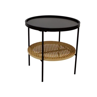  Soggiorno moderno Giardino Rattan Tavolino in legno massello rotondo Tavolino da caffè Designer