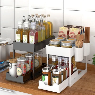  Amazon 2 Pack bagno in plastica e cucina sotto Sink Organizer E rack per cestelli di stoccaggio