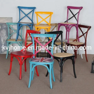  Kvj-6002 Vintage French Style Restaurant sedia in legno con schienale a croce impilabile
