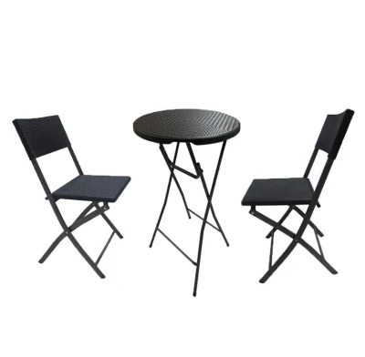  Mobili di stile moderno portatili esterni Giardino plastica per esterni HDPE nero Sedia pieghevole con design in rattan