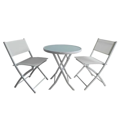  Patio in metallo Mobili pieghevoli 3 pezzi Giardino Bistro Set Giardino Set di sedie