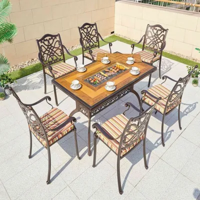  Vendita a caldo stile europeo bronzo fuso alluminio antico mobili per esterni Sedie e tavolo Bistro patio Giardino Set