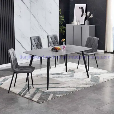  Cucina di lusso tavolo da pranzo piano in marmo acciaio inox tavolo semplice Gold Legs Cafe marmo italiano tavolo da pranzo Set 6 sedie