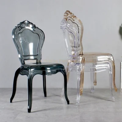 European Single Seaceats transparent Plastic Acrylic Banquet Outdoor Garden impilabile Sedia Belle Ghost Black King Poltrona per matrimoni