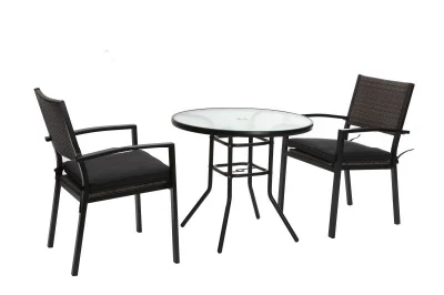  Vendita calda Rattan plastica esterni patio Mobili tavolo e sedia 5 PZ. Per set da pranzo Garden Iron Frame