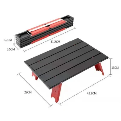  Tavolo portatile per picnic in lega di alluminio Mini pieghevole da spiaggia leggero compatto Piccolo tè pranzo barbecue tavolo per escursioni Camping all&prime;aperto Wyz20299