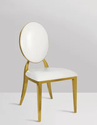  Arredamento dell&prime;hotel Gold impilabile in acciaio inox rotondo retro PU Ristorante Sedie per banchetti