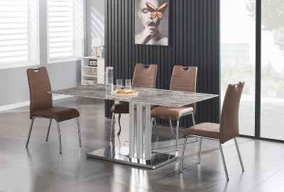  Home Ristorante Mobili vetro temperato tavolo da pranzo Set marmo Tavolo da pranzo
