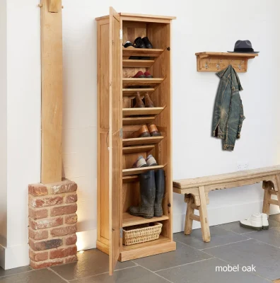  Armadio per scarpe da ginnastica in quercia solida naturale su misura, armadio per scarpe da trasporto Entryway, armadietto per scarpe da bagno Living Room, unità organizer per casseforti