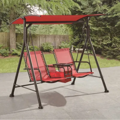  Sedia girevole all&prime;aperto per 2 posti / Letto con tettoia Swing Giardino Bianco