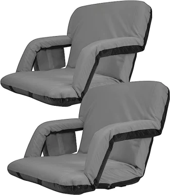  Sedia pieghevole con rivestimento reclinabile portatile extra large con bracci opzionali, 4 tasche e tracolle