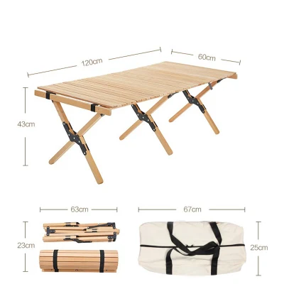  Esterno Campeggio pieghevole tavolo in legno Giardino tavolo portatile per uova