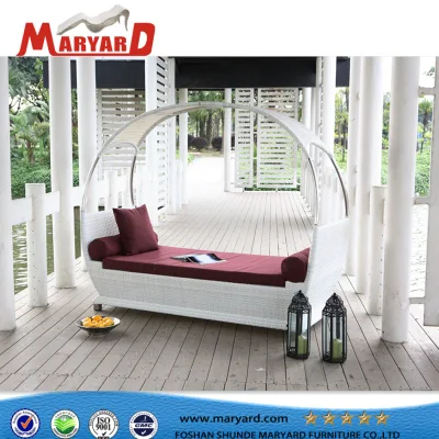 Outdoor Beach Wicker, letto rotondo, Rattan Chaise Sun Lounge