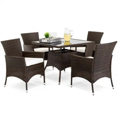 Arredamento in tessuto di Rattan esterno tavolo da pranzo in vimini Set Sedie Giardino Set di mobili da patio